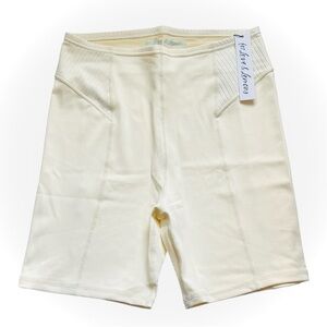 🔆 For Love & Lemons Dani Ribbed Biker Shorts Cream NWT Large